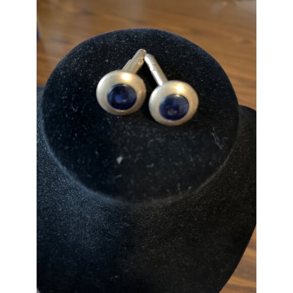 Swank silver tone with blue stone cuff links vintage - Picture 1 of 5